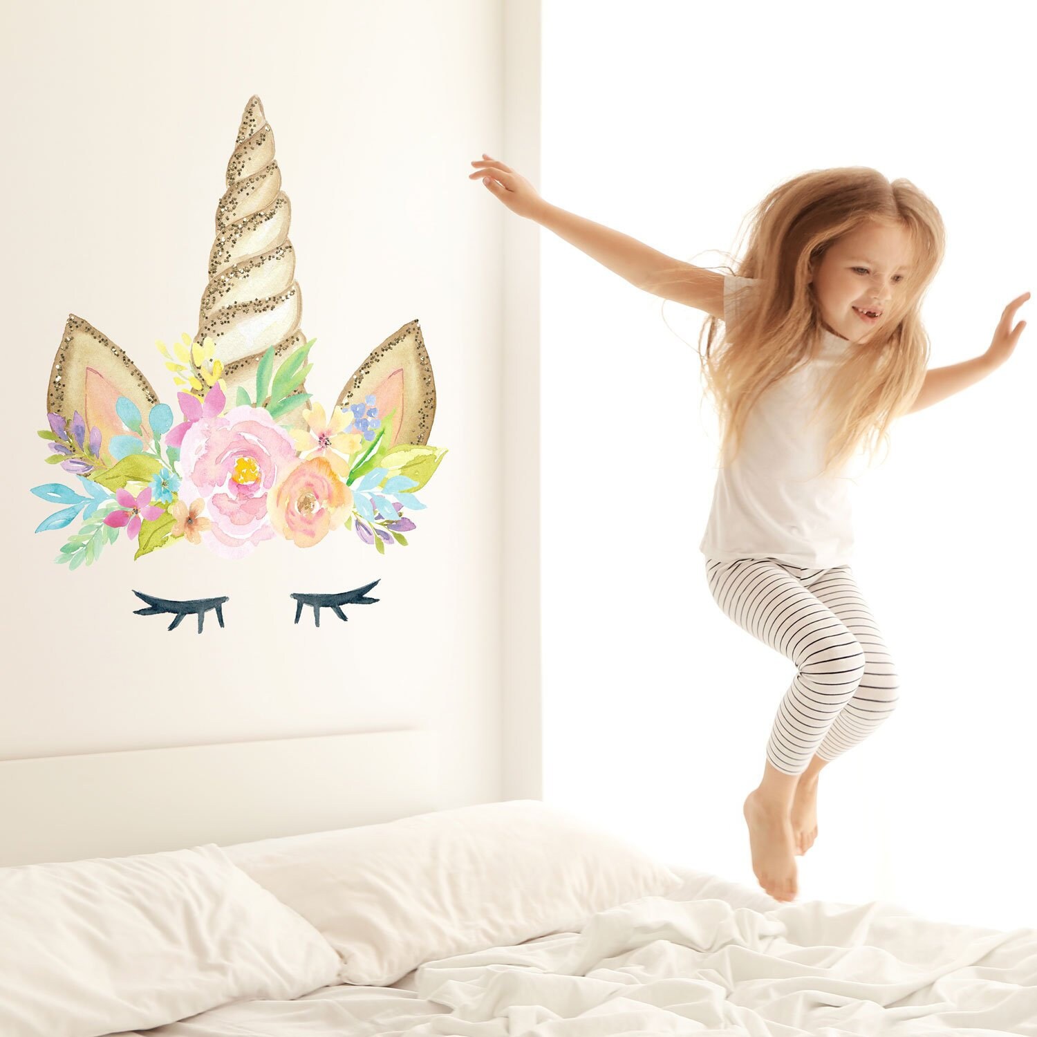 Unicorn Wall Decal, Confetti Wall Decal, Unicorn Wall Sticker, Personalized  Unicorn Head Wall Decal, Unicorn Pony Girls Room Decor Wall Art