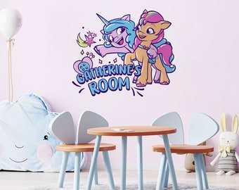 Personalised Sunny & Izzy wall sticker, Personalised My Little Pony wall sticker, My Little Pony wall decals, My Little Pony themed bedroom