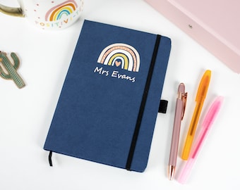 Cuaderno Rainbow Heart, Regalos personalizados para maestros, Regalo de agradecimiento para maestros, Regalo de fin de período, Regalo de asistente de enseñanza, Regalos de TA