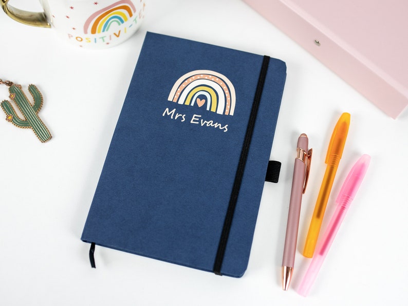 Personalised Teacher Notebook, Rainbow Notebook, Teacher Gifts, Gifts for Teachers, TA Gift, Thank You Gift, Teacher Stationery, A5 Notebook