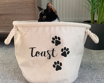 Personalised Pawprints storage trug, Personalised Pet storage basket, Pet toy storage, Cat toy storage, Dog toy storage, Dog leads storage