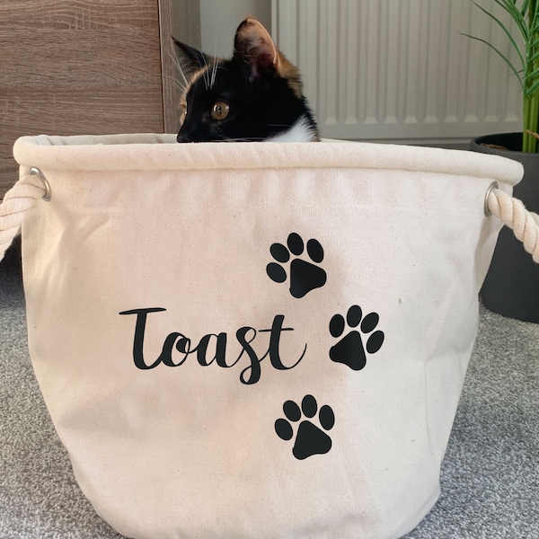 Trug de stockage personnalisé Pawprints, panier de rangement personnalisé pour animaux de compagnie, stockage de jouets pour animaux de compagnie, stockage de jouets pour chats, stockage de jouets pour chiens, stockage de pistes pour chiens