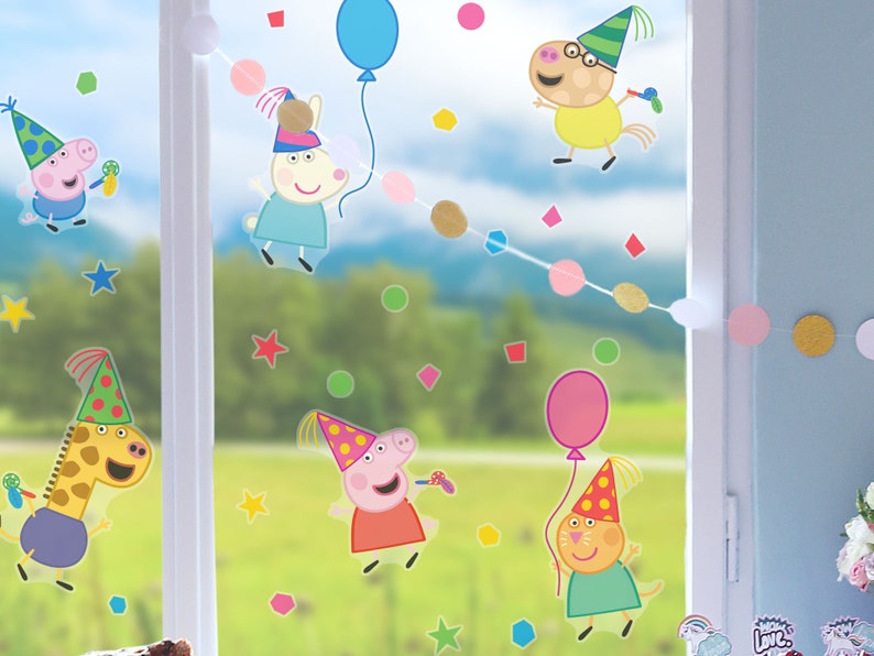 Peppa Pig Party Window Stickers Peppa Pig Window Stickers Etsy