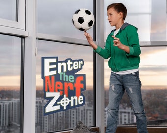 Introduzca la etiqueta de la ventana de la zona de Nerf, la etiqueta de la ventana de Nerf, la etiqueta de la ventana de Nerf, el dormitorio temático de Nerf, el paquete de etiquetas de la ventana de Nerf