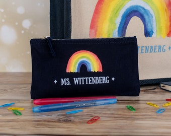 Regenbogen Mäppchen, Regenbogen Federmäppchen, Personalisierte Lehrergeschenke, Dankeschön Geschenk