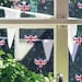 Union Jack Hearts window stickers, Jubilee window decorations, Jubilee window decor, Jubilee window display, Jubilee shop window 