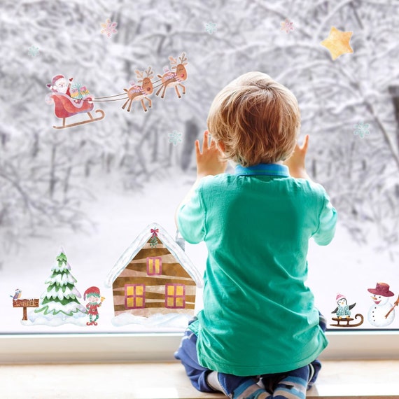 haakje Attent Verwarren Noordpool scène raam stickers Kerst raam sticker Kerst raam - Etsy Nederland