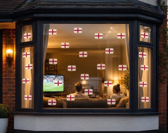 Pegatinas para ventanas con la bandera de Inglaterra / Decoraciones de fútbol reutilizables (paquete de 48)