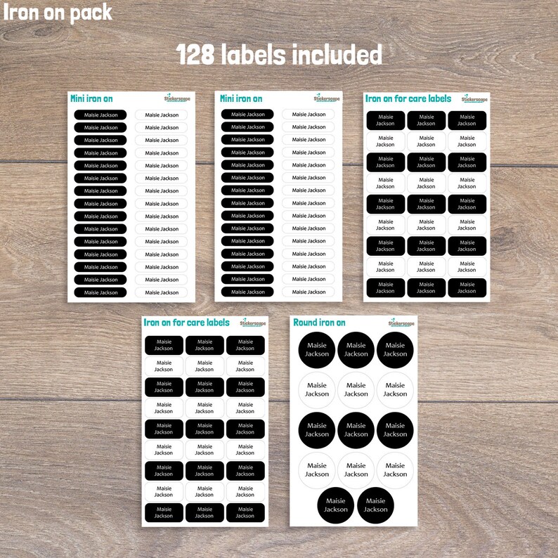 Personalised Black and White Name Labels Essentials Name - Etsy