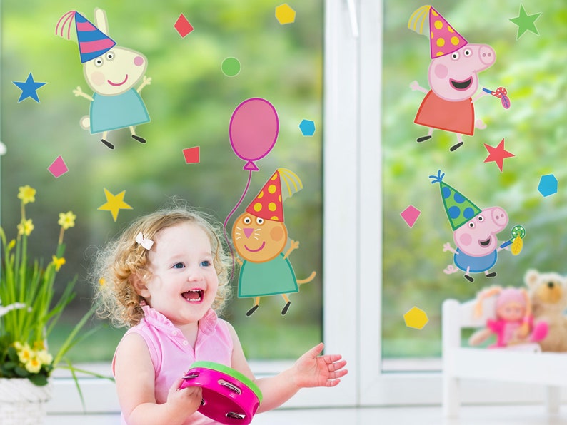 Peppa Pig Party Window Stickers Peppa Pig Window Stickers Etsy