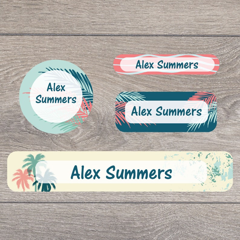 Personalised Tropical Surf Name Labels School Name Tags Etsy
