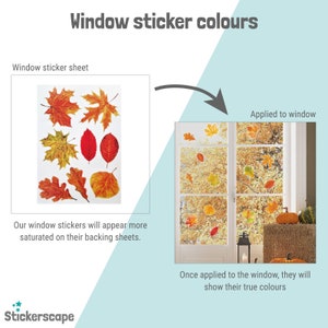 Autumn leaves window stickers, Autumnal leaves window sticker, Autumn decoration, Fall decoration, Autumn window stickers image 6