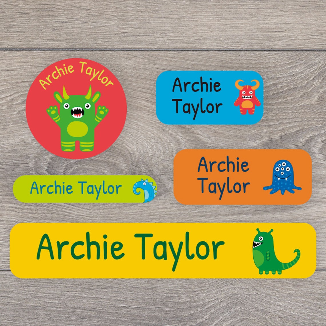Personalised monster name labels School name tags School Etsy