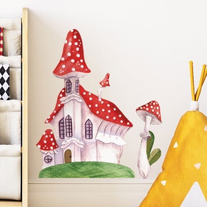 Fairy Mushroom Houses wall stickers, Fairy house wall sticker, Mushroom House wall decal, Fairy house wall decal, Fairy wall art