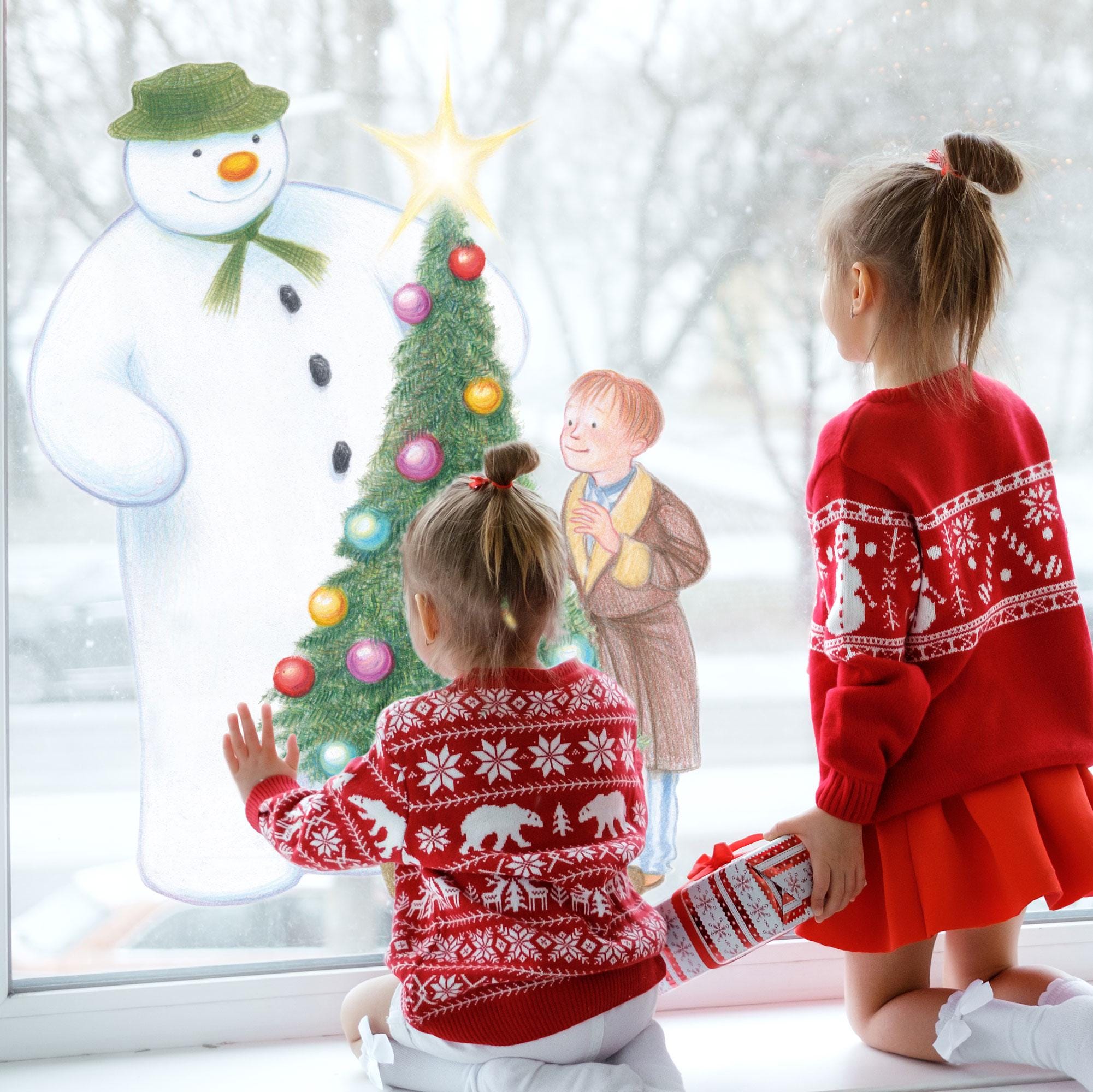 The Snowman Christmas Window Sticker - Reusable Holiday Decoration