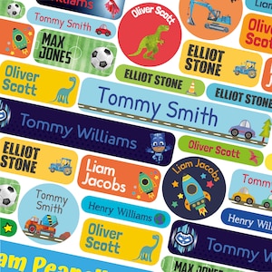 50 or 123 Stick On Name Labels, School Name Stickers, School Name Tags, Children’s Name Labels for Clothes, Blue Name Labels