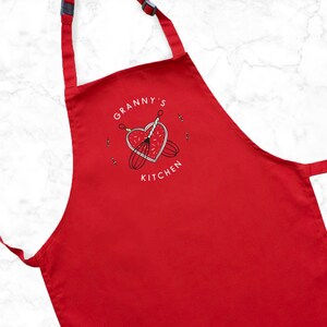 personalised apron, personalised apron kitchen adult design on a red apron, Perfect mum gift for christmas
