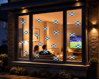 Pegatinas para ventanas con la bandera de Escocia / Calcomanías reutilizables de fútbol para ventanas (paquete de 48)