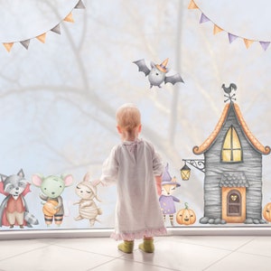 Cute Halloween Village window sticker, Halloween window stickers, Halloween window decoration, Halloween decoration