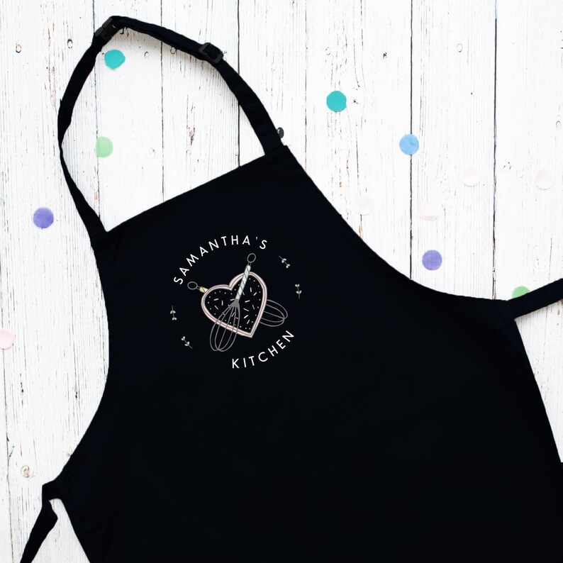 personalised apron, personalised apron kitchen adult design on a black apron, Perfect mum gift for christmas