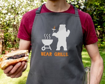 Grembiule barbecue, Grembiule orso per adulti, Grembiule papà, Regalo per la festa del papà, Regali per papà, Grembiule da uomo, Grembiule barbecue