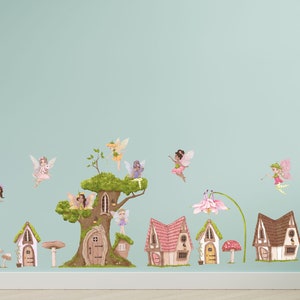 Fairy Village wall sticker pack, Fairy village wall decal, Fairy wall stickers, Fairy wall decal, Fairy nursery decor