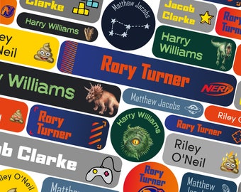 Iron on and stick on name labels (171 labels or 46 labels), Children's name labels, School labels, Kids name labels, Uniform, Waterproof