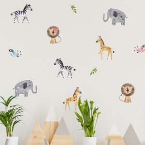Cute Safari wall sticker pack, Jungle wall stickers, Safari wall stickers, Safari room decor, Animal room decor, Jungle room decor