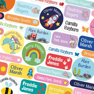Iron on name labels (128 labels) Children&#39;s name labels, School labels, Kids name labels, Uniform labels