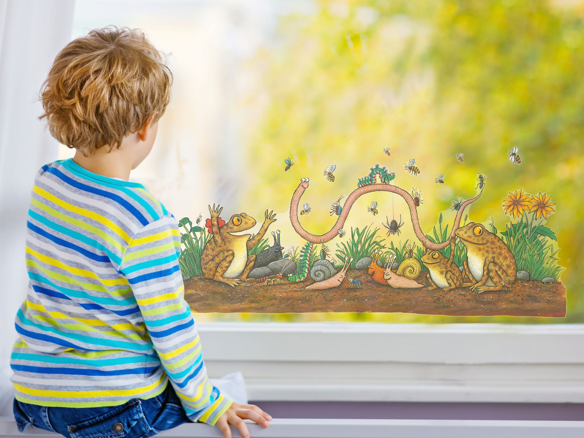 Superworm Garden Scene window sticker, Superworm window sticker, Superworm window decal, The Gruffalo and Friends window sticker