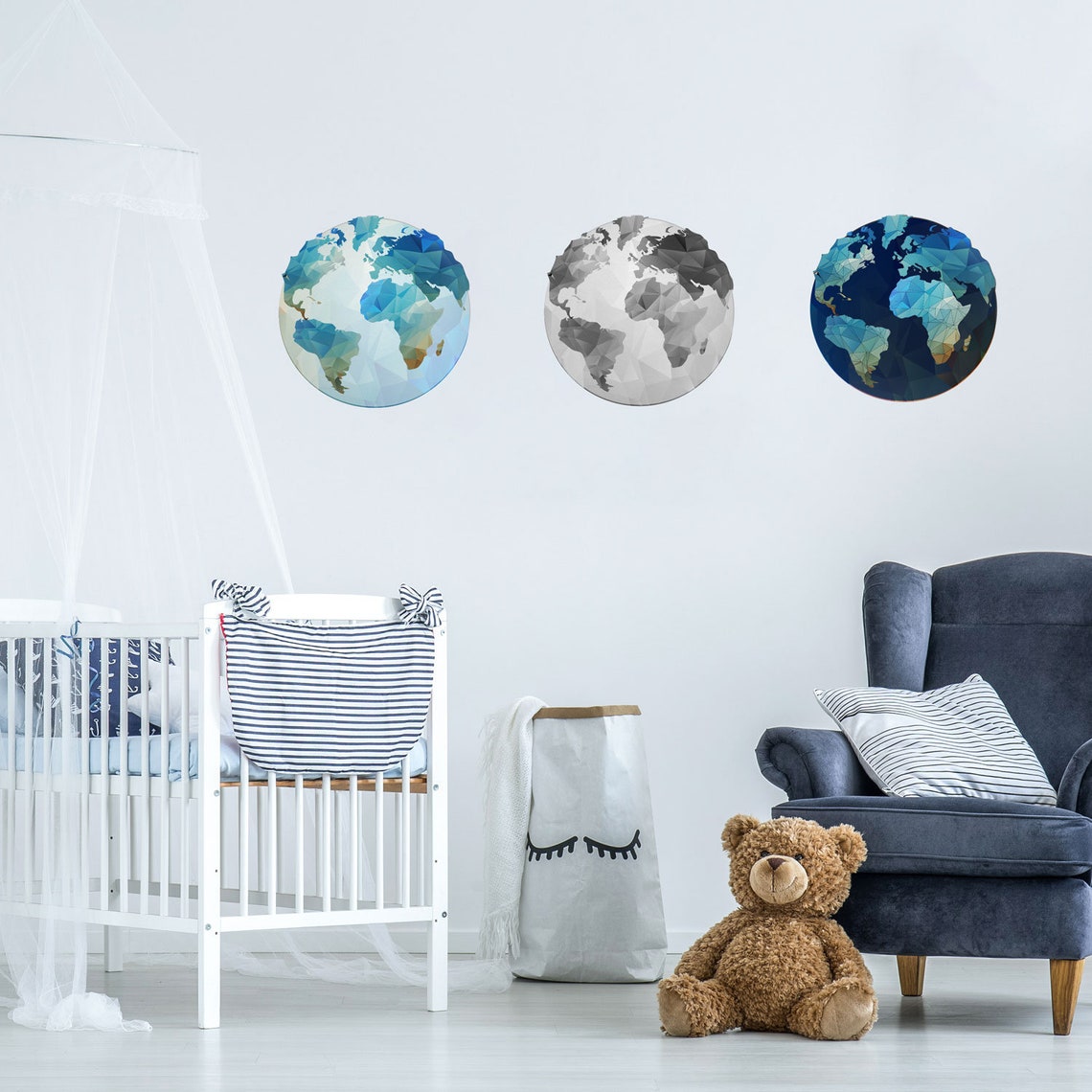 Set of Globe Wall Stickers 3 Pack Globe Wall Decal Etsy