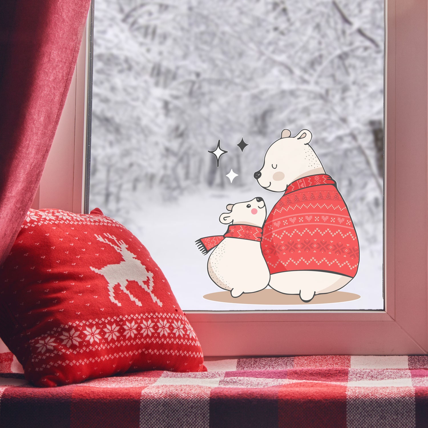 Lot de 12 décorations de Noël en forme d'ours polaire floqué avec écharpe -  Ours polaire mignon portant des écharpes - Figurines d'animaux à suspendre