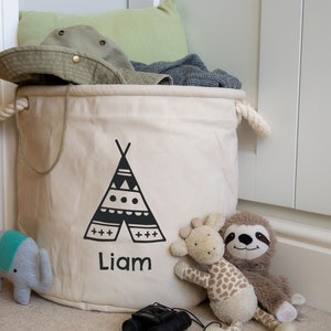 Personalisierter Tipi Aufbewahrungskorb, Personalisierter Aufbewahrungskorb, Spielzeug Aufbewahrungskorb, Spielzeug Aufbewahrungstasche, Schlafzimmer Aufbewahrungskorb