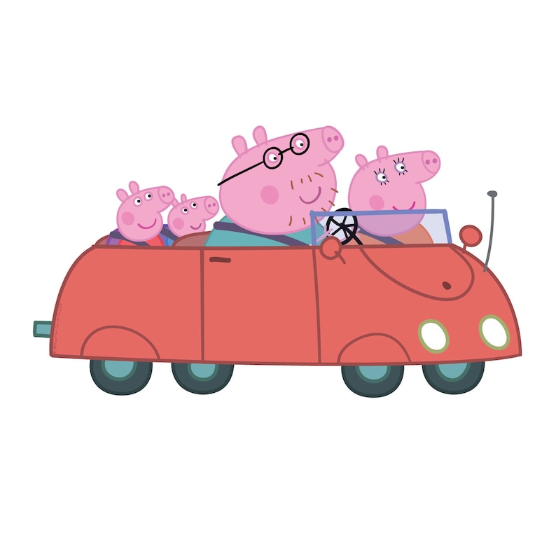 Peppa Pig Car Wall Sticker Peppa Pig Wall Decal Etsy Hong Kong