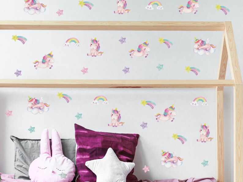 Unicorn and Stars Wall Stickers Unicorn Wall Stickers Etsy