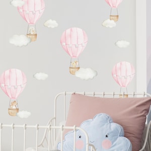 Babyzimmer Wandsticker, Babyzimmer Wandsticker, Babyzimmer Wandaufkleber, Kinderzimmer Dekor, wieder entfernbare Heißluftballon Aufkleber für Kinderzimmer