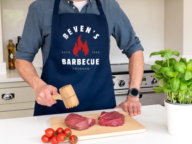 Personalised Barbeque Apron, BBQ Dad apron, BBQ Gift for Men, Father's day gift, Fathers day gifts, Personalised BBQ apron Navy