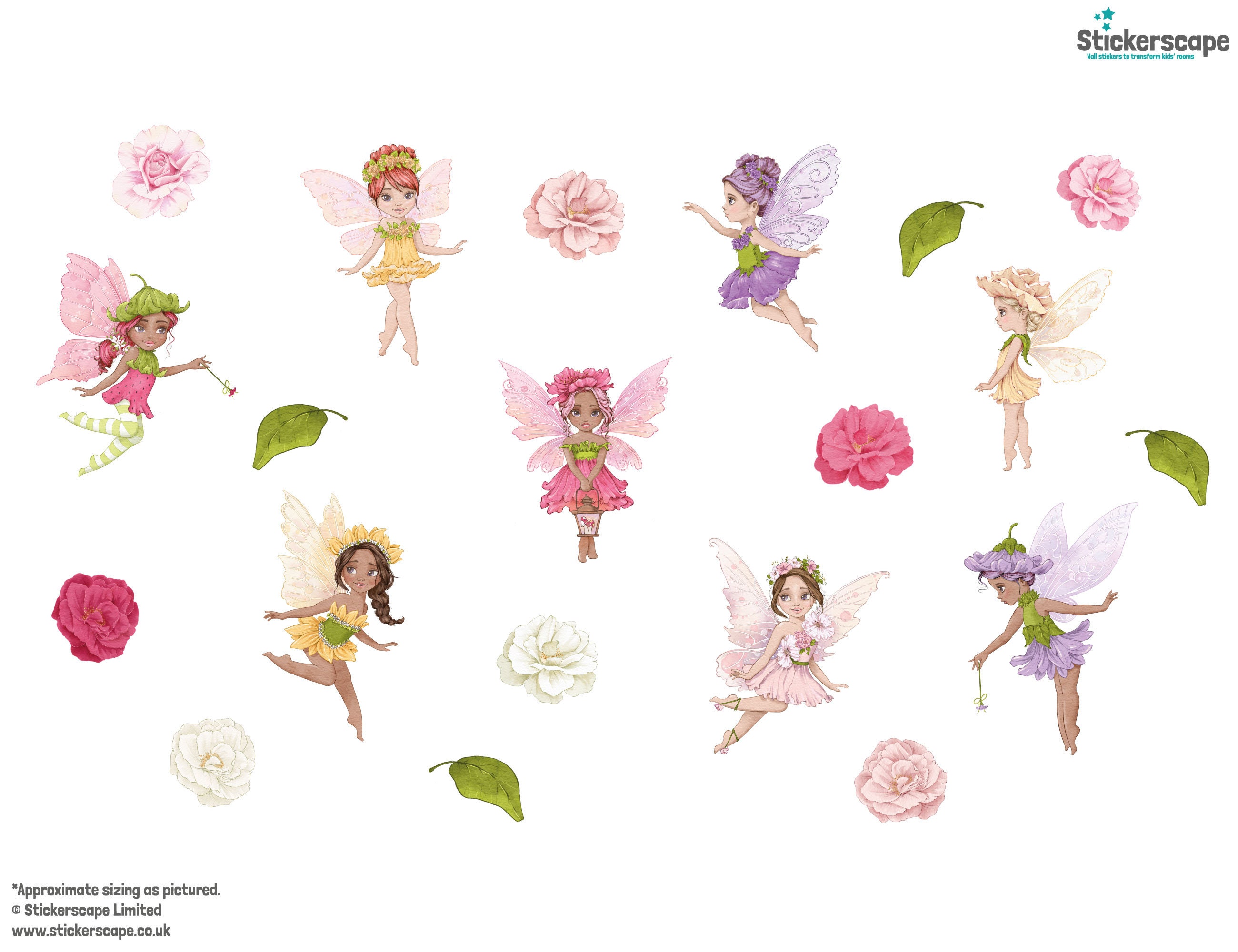 Whimsical Fairies Wall Sticker Pack, Fairy Wall Decals, Fairy Wall ...