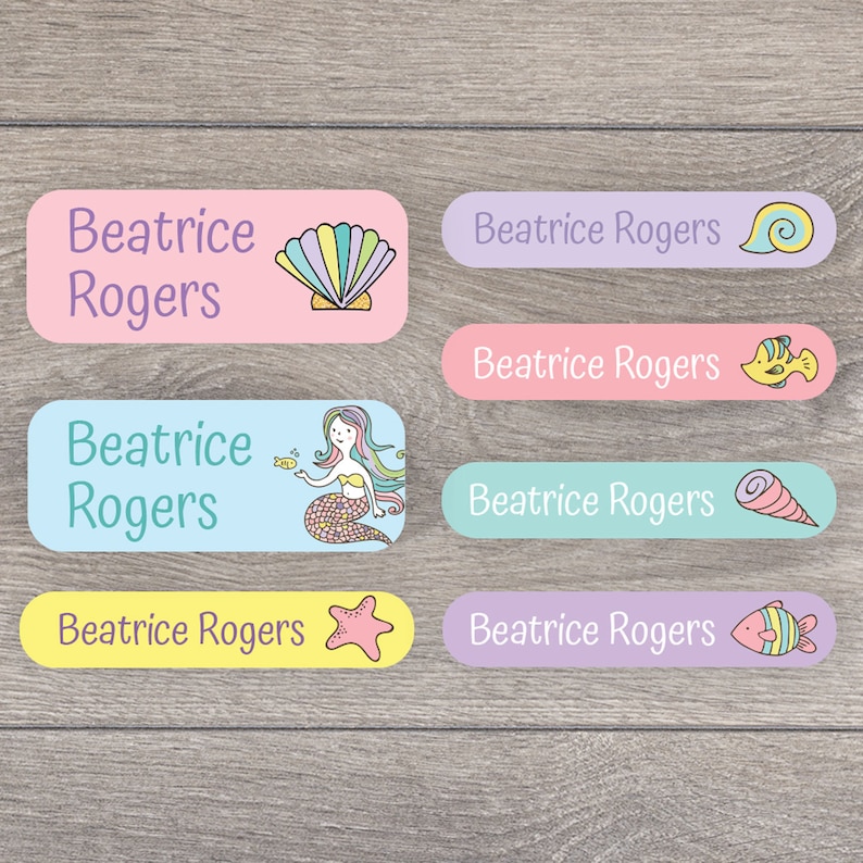 Personalised Mermaid Name Labels Option 1 School Name s Etsy
