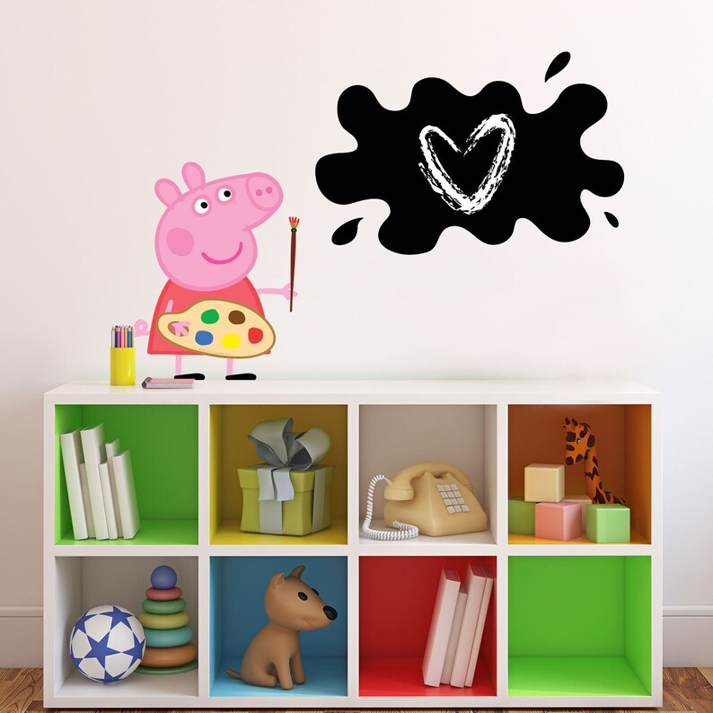 Peppa Pig Painting Chalkboard Wall Sticker Peppa Pig Wall Etsy