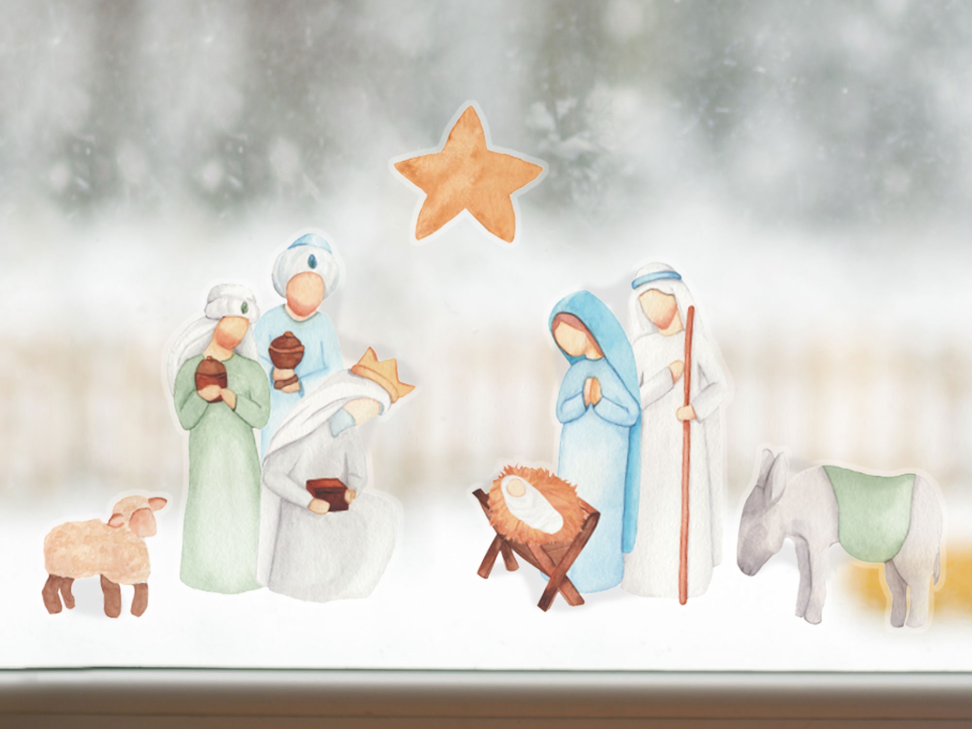 Adesivi Per Finestre Con Presepe Di Natale - 6 Fogli Decorativi Religiosi Riutilizzabili Per Vetri, Decorazioni Natalizie Per Casa, Scuola E Chiesa