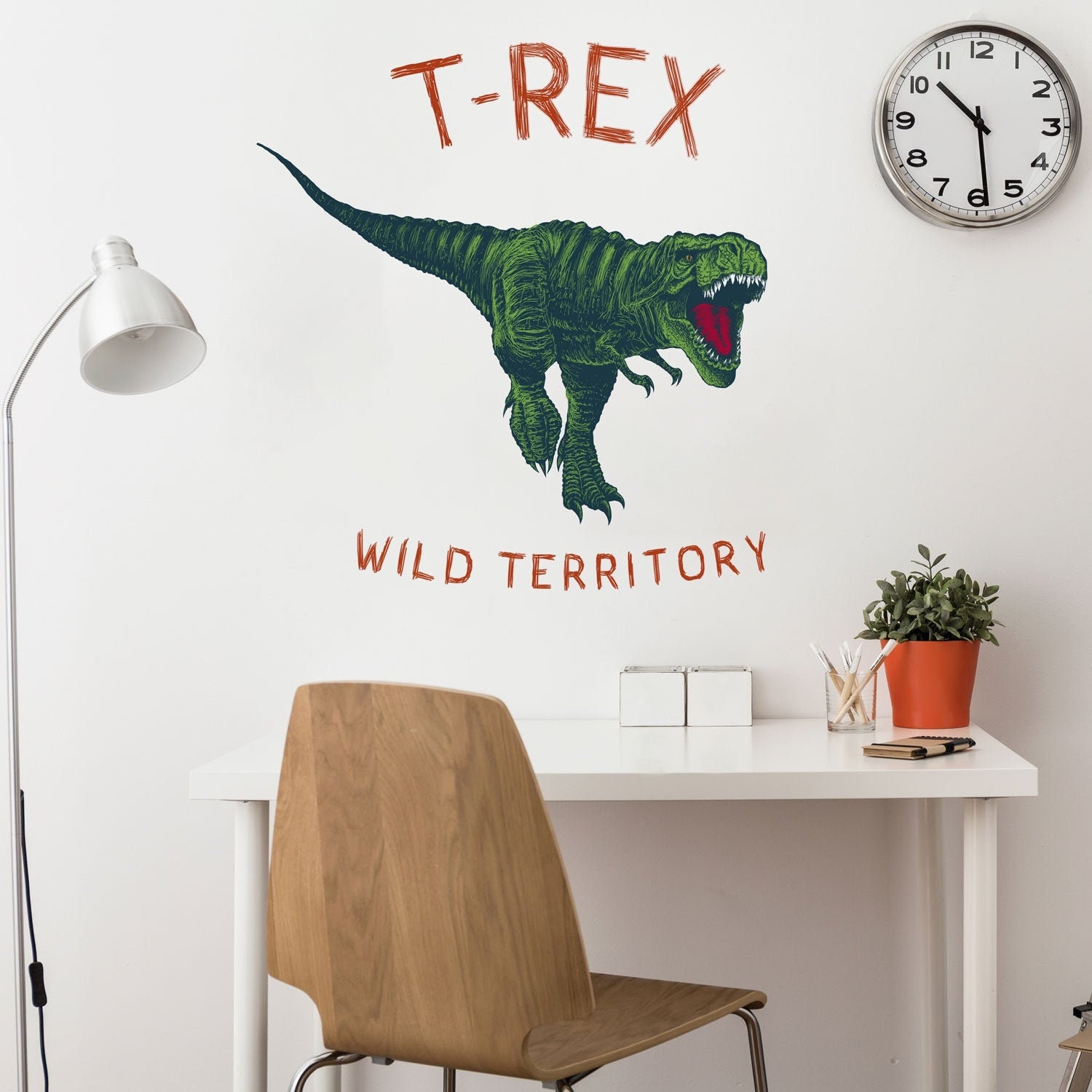 T-rex Wild Territory Dinosaur Wall Sticker, Dinosaur Wall Decal 