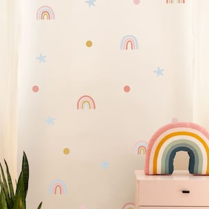 Pegatinas de pared de arco iris y estrellas, calcomanía de pared de arco iris, decoración de la habitación del arco iris, decoración de la habitación Boho, pegatina de pared del arco iris imagen 9