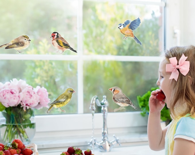 Decorative Bird & Branch Window Film: Semi-transparent Privacy Sticker ...