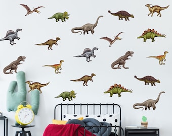 Dinosaur Wall Stickers - Peel and Stick Dinosaur Decals - Kids Bedroom Wall Art - Nursery Dinosaur Decor - Boys Bedroom Wall Stickers