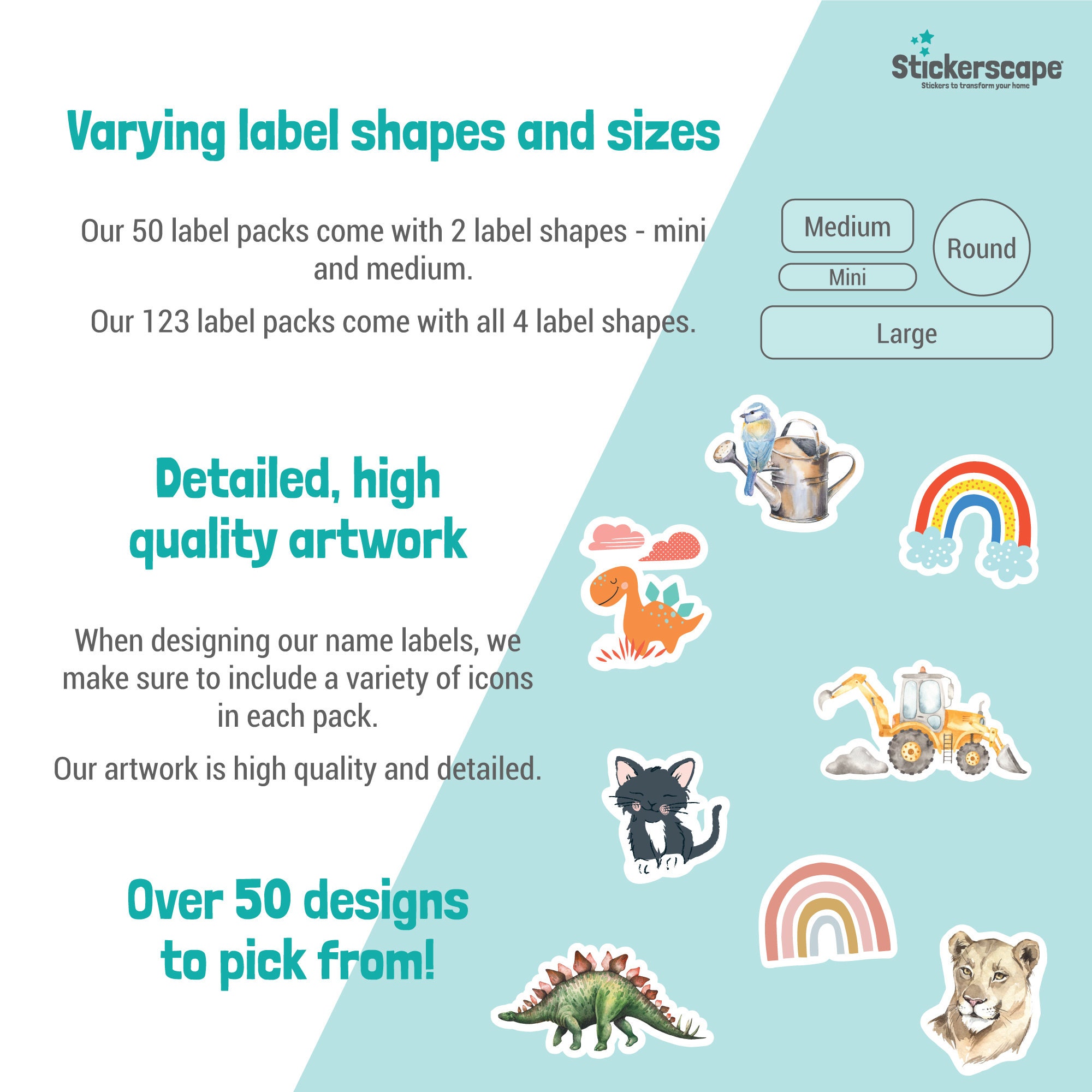 50 or 123 Stick on Name Labels, Space Name Labels School Name Stickers ...