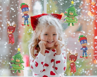 Christmas PJ Masks window sticker, PJ Masks window sticker, PJ Masks window decal, Pj Masks Christmas Decorations