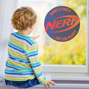 Personalised Nerf Party window sticker, Nerf Party Stickers, Nerf Party window sticker, Nerf Birthday Party, Nerf Party window decal