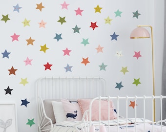 Star Wall Stickers, Smiley Star Wall Decals, Star Stickers voor muren, neutrale kinderkamer wand decor, Smiley Star muur stickers