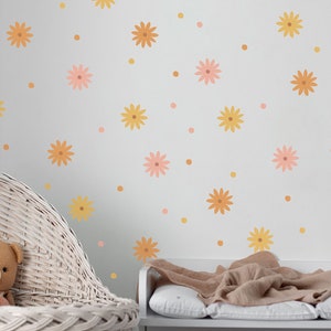 Flower wall stickers, Flower wall decals, Orange Flower wall sticker, Pink Flower wall sticker, Multicoloured Flower wall stickers